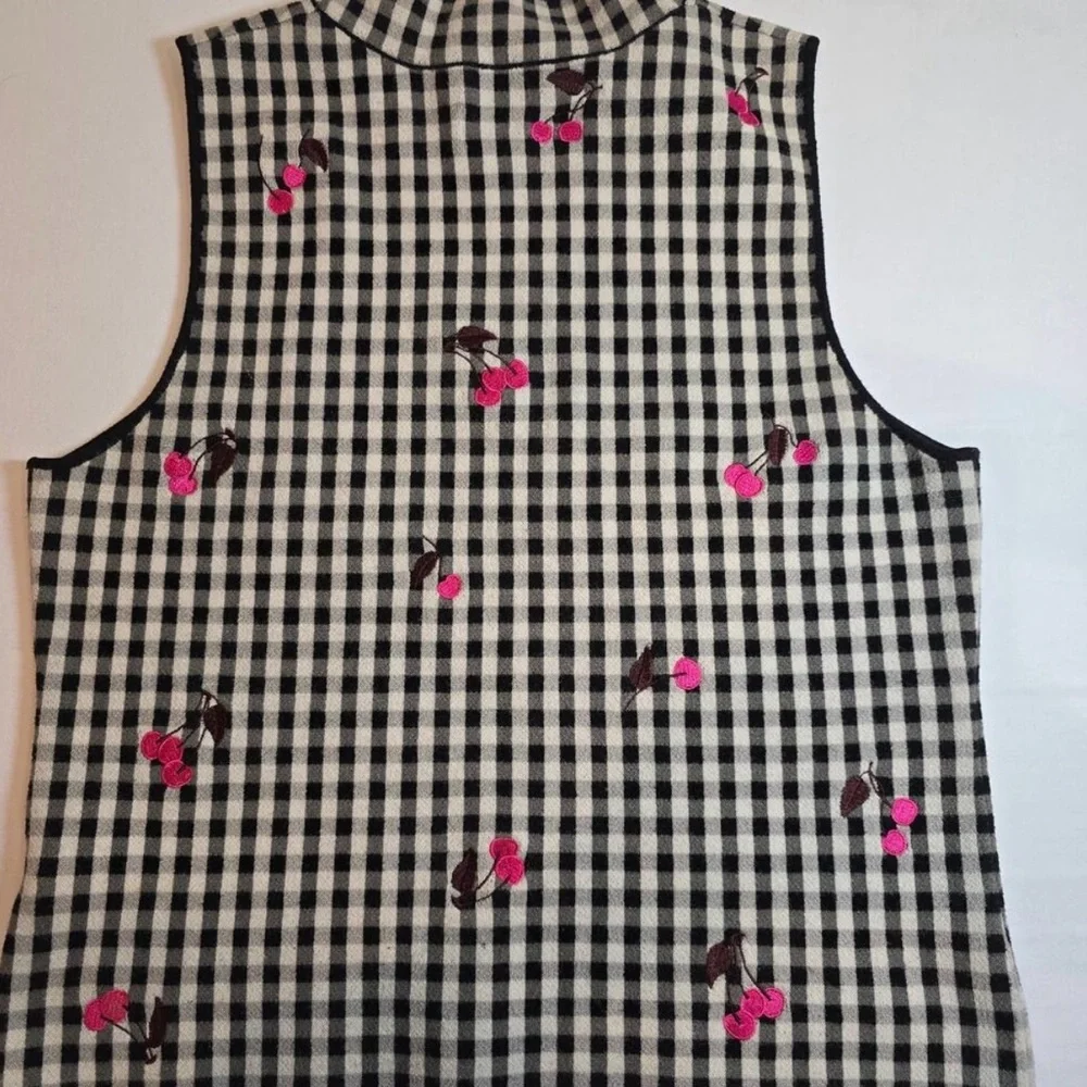 Maeve Anthropologie Sweater Vest Women’s Gingham Embroidered Cherries Large - Picture 14 of 14